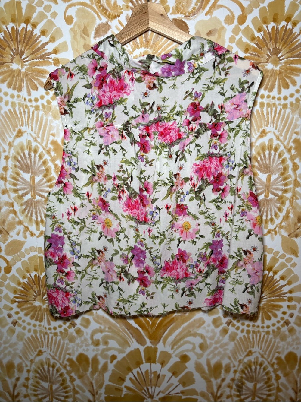 Cynthia Rowley Floral Sleeveless Blouse | Romantic Cottagecore Button Front Top - Picture 6 of 9